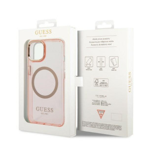 Оригинален полупрозрачен твърд гръб GUESS Gold Outline MagSafe GUHMP14SHTCMP - iPhone 14 розов - Img 8