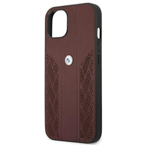 Оригинален твърд гръб от еко кожа BMW Leather Curve Perforate BMHCP13MRSPPR - iPhone 13 червен - Img 5