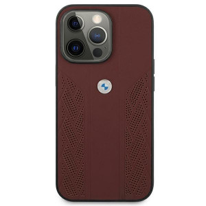 Оригинален твърд гръб от еко кожа BMW Leather Curve Perforate BMHCP13LRSPPR - iPhone 13 Pro червен - Img 3