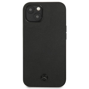 Оригинален твърд гръб с естествена кожа MERCEDES Metal Logo MEHCP13MMBLBK - iPhone 13 черен - Img 3