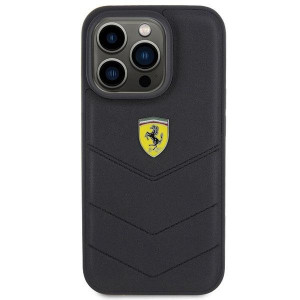 Оригинален твърд гръб FERRARI Quilted Metal Logo - iPhone 15 Pro черен - Img 3