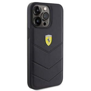 Оригинален твърд гръб FERRARI Quilted Metal Logo - iPhone 15 Pro Max черен - Img 4