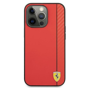 Оригинален твърд гръб FERRARI Track Carbon Stripe FESAXHCP13XRE - iPhone 13 Pro Max червен - Img 3