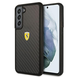 Оригинален твърд гръб FERRARI Track Real Carbon FEHCS22SFCAK - Samsung Galaxy S22 черен - Img 1