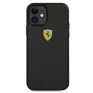 Оригинален твърд гръб FERRARI Track Real Carbon FERCAHCP12SBK - iPhone 12 mini черен - Img 3