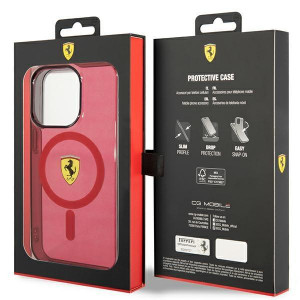 Оригинален твърд гръб FERRARI Translucent MagSafe FEHMP14XURKR - iPhone 14 Pro Max червен полупрозрачен - Img 8