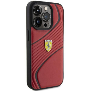 Оригинален твърд гръб FERRARI Twist Metal Logo - iPhone 15 Pro червен - Img 4