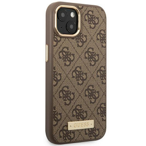 Оригинален твърд гръб GUESS 4G Logo Plate MagSafe GUHMP14MU4GPRW - iPhone 14 Plus кафяв - Img 4