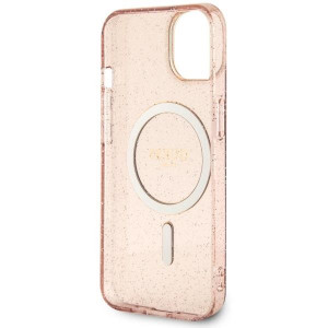 Оригинален твърд гръб GUESS Glitter Gold MagSafe GUHMP14MHCMCGP - iPhone 14 Plus розов - Img 7