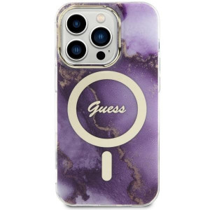Оригинален твърд гръб GUESS Golden Marble MagSafe GUHMP14LHTMRSU - iPhone 14 Pro лилав - Img 3