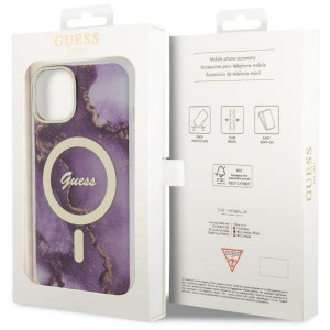 Оригинален твърд гръб GUESS Golden Marble MagSafe GUHMP14SHTMRSU - iPhone 14 лилав - Img 8