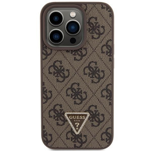 Оригинален твърд гръб GUESS Leather 4G Triangle Strass GUHCP15LP4TDPW - iPhone 15 Pro кафяв - Img 3