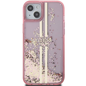 Оригинален твърд гръб GUESS Liquid Glitter Gold Stripes - iPhone 15 Plus / 14 Plus розов - Img 3