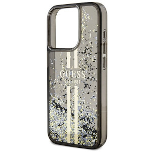 Оригинален твърд гръб GUESS Liquid Glitter Gold Stripes - iPhone 15 Pro черен - Img 6