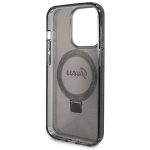 Оригинален твърд гръб GUESS Ring Stand Script Glitter MagSafe - iPhone 14 Pro черен - Img 7