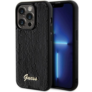 Оригинален твърд гръб GUESS Sequin Script Metal - iPhone 13 Pro Max черен - Img 1
