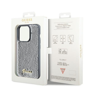 Оригинален твърд гръб GUESS Sequin Script Metal - iPhone 14 Pro сребрист - Img 8
