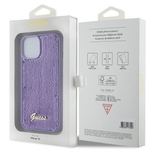 Оригинален твърд гръб GUESS Sequin Script Metal - iPhone 15 лилав - Img 8