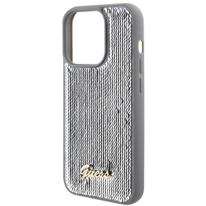 Оригинален твърд гръб GUESS Sequin Script Metal - iPhone 15 Pro сребрист - Img 6