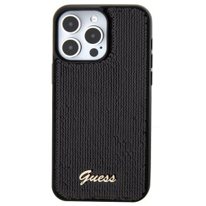 Оригинален твърд гръб GUESS Sequin Script Metal - iPhone 15 Pro черен - Img 3