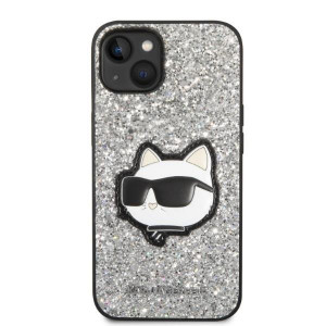 Оригинален твърд гръб KARL LAGERFELD Glitter Choupette Patch KLHCP14MG2CPS - iPhone 14 Plus сребрист - Img 3