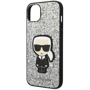 Оригинален твърд гръб KARL LAGERFELD Glitter Flakes Ikonik KLHCP14SGFKPG - iPhone 14 сребрист - Img 6