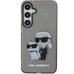 Оригинален твърд гръб KARL LAGERFELD Glitter Karl & Choupette KLHCS24MHNKCTGK - Samsung Galaxy S24+ S926 черен - Img 3