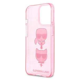 Оригинален твърд гръб KARL LAGERFELD Glitter Karl's & Choupette KLHCP13LKCTUGLP - iPhone 13 Pro розов - Img 7