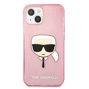 Оригинален твърд гръб KARL LAGERFELD Glitter Karl's Head KLHCP13SKHTUGLP - iPhone 13 mini розов - Img 3