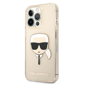 Оригинален твърд гръб KARL LAGERFELD Glitter Karl's Head KLHCP13LKHTUGLGO - iPhone 13 Pro златист - Img 2