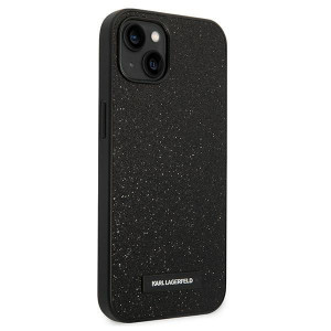 Оригинален твърд гръб KARL LAGERFELD Glitter Plaque Logo KLHCP14MG2ELK - iPhone 14 Plus черен - Img 4