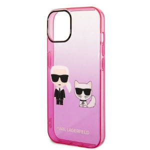 Оригинален твърд гръб KARL LAGERFELD Gradient Ikonik Karl & Choupette KLHCP14MTGKCP - iPhone 14 Plus розов - Img 6