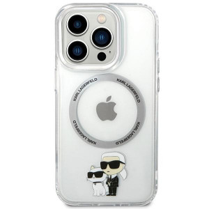 Оригинален твърд гръб KARL LAGERFELD Ikonik Karl & Choupette MagSafe KLHMP13LHNKCIT - iPhone 13 Pro прозрачен - Img 3