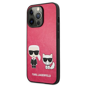 Оригинален твърд гръб KARL LAGERFELD Ikonik Karl & Choupette KLHCP13LPCUSKCP - iPhone 13 Pro циклама - Img 2