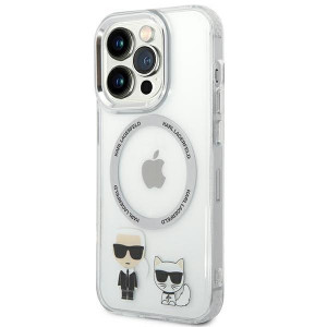 Оригинален твърд гръб KARL LAGERFELD Karl & Choupette Aluminum MagSafe KLHMP14XHKCT - iPhone 14 Pro Max прозрачен / прозрачен - Img 2