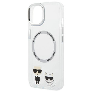 Оригинален твърд гръб KARL LAGERFELD Karl & Choupette Aluminum KLHMP14MHKCT MagSafe - iPhone 14 Plus прозрачен - Img 6