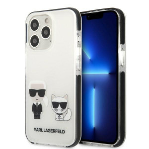 Оригинален твърд гръб KARL LAGERFELD Karl & Choupette KLHCP13LTPEKCW - iPhone 13 Pro бял - Img 1