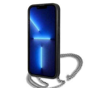 Оригинален твърд гръб KARL LAGERFELD Leather Textured and Chain KLHCP13SPMK - iPhone 13 mini черен - Img 5
