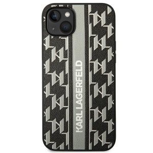 Оригинален твърд гръб KARL LAGERFELD Monogram Stripe KLHCP14MPGKLSKG - iPhone 14 Plus сив - Img 3