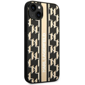 Оригинален твърд гръб KARL LAGERFELD Monogram Stripe KLHCP14MPGKLSKW - iPhone 14 Plus кафяв - Img 4