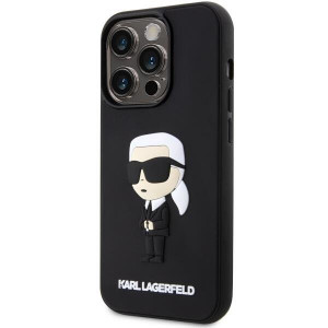 Оригинален твърд гръб KARL LAGERFELD Rubber Ikonik 3D KLHCP14L3DRKINK - iPhone 14 Pro черен - Img 2