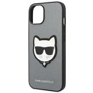 Оригинален твърд гръб KARL LAGERFELD Saffiano Choupette Head Patch KLHCP14MSAPCHG - iPhone 14 Plus сребрист - Img 6