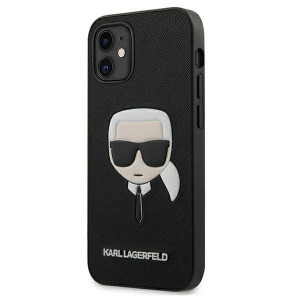 Оригинален твърд гръб KARL LAGERFELD Saffiano Ikonik Karl's Head KLHCP12MSAKHBK - iPhone 12 / 12 Pro черен - Img 2