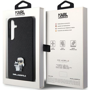 Оригинален твърд гръб KARL LAGERFELD Saffiano Karl & Choupette Metal Pin KLHCS24SPSAKCMPK - Samsung Galaxy S24 hardcase черен - Img 8