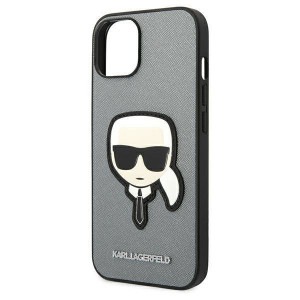Оригинален твърд гръб KARL LAGERFELD Saffiano Karl's Head Patch KLHCP14SSAPKHG - iPhone 14 сребрист - Img 6