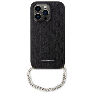 Оригинален твърд гръб KARL LAGERFELD Saffiano Monogram Chain KLHCP14XSACKLHPK - iPhone 14 Pro Max черен - Img 2