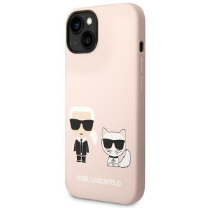 Оригинален твърд гръб KARL LAGERFELD Silicone Karl & Choupette KLHMP14MSSKCI MagSafe - iPhone 14 Plus светлорозов - Img 2
