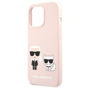 Оригинален твърд гръб KARL LAGERFELD Silicone Karl & Choupette KLHCP13LSSKCI - iPhone 13 Pro светлорозов - Img 6