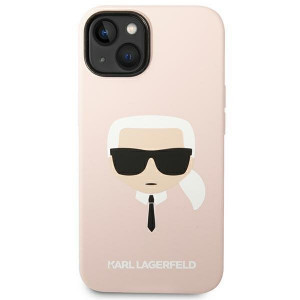 Оригинален твърд гръб KARL LAGERFELD Silicone Karl's Head MagSafe KLHMP14SSLKHLP - iPhone 14 светлорозов - Img 3
