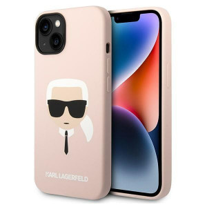 Оригинален твърд гръб KARL LAGERFELD Silicone Karl's Head KLHCP14MSLKHLP - iPhone 14 Plus розов - Img 1